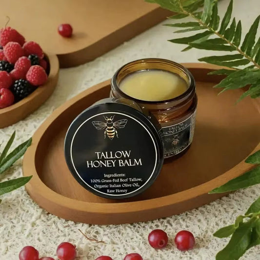 Organic Grass Fed Beef Tallow Balm with Raw Honey Moisturizing Cream for Soft Smooth Skin Handmade All-Natural Moisturizer Skin