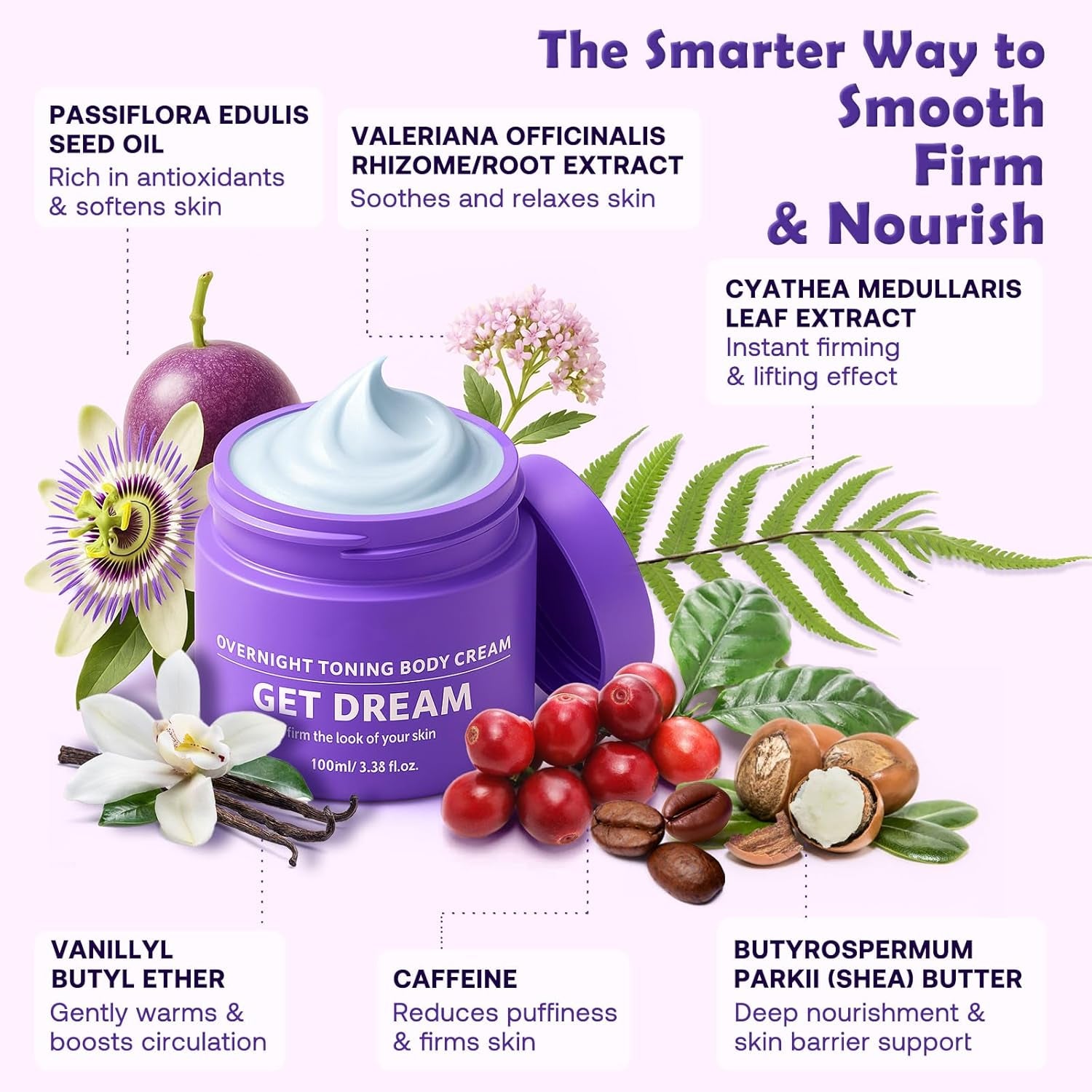 Get Dream Overnight Toning Whip: Body Firming Cream Cellulite Remover for Legs and Body (3.38 OZ)